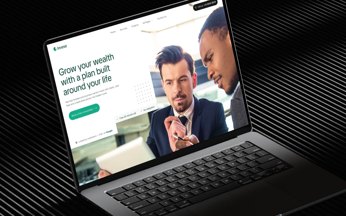Invese finance website on a laptop