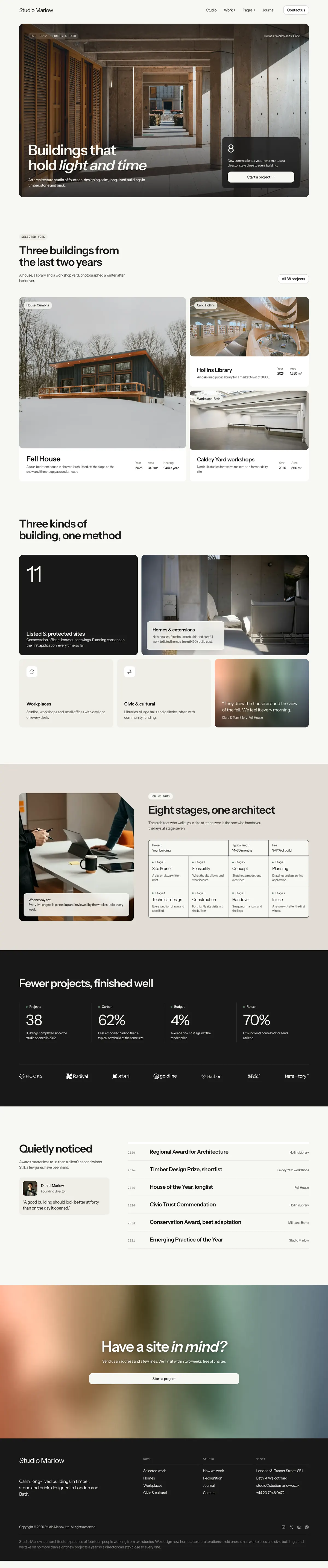 Studio Marlow homepage, made with Alder