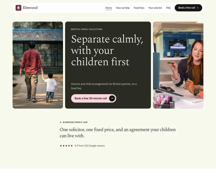 Elmwood website, made with the Covra skill