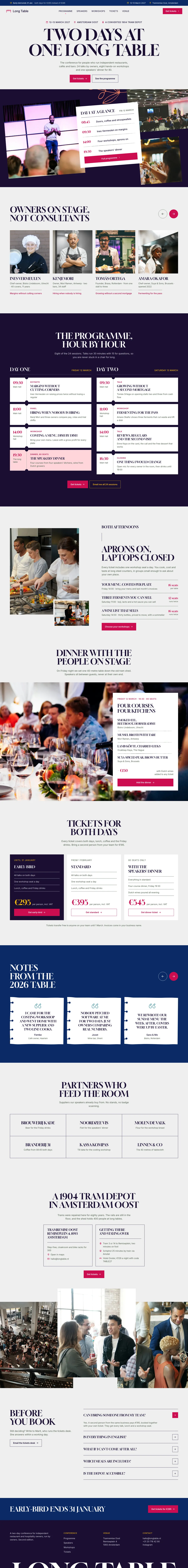 Long Table homepage, made with Fenzo