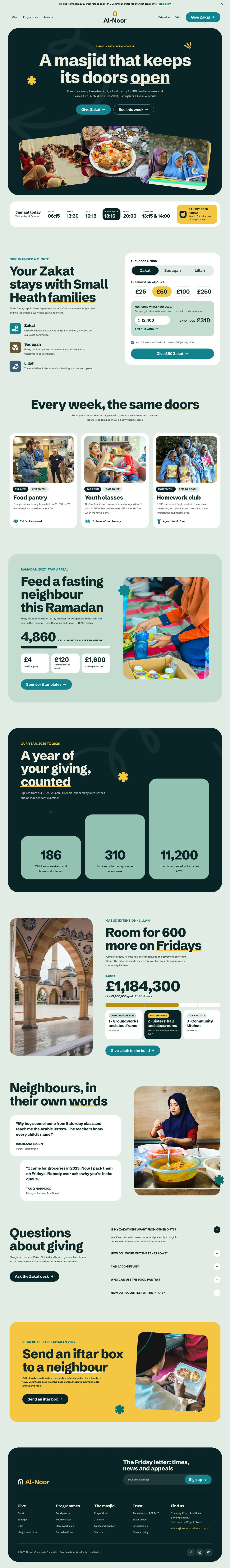 Al-Noor Community Foundation homepage, made with Kelvo