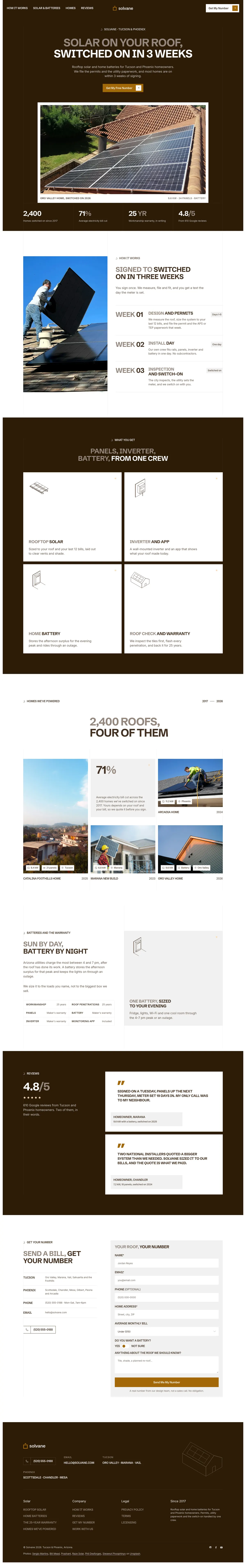 Solvane homepage, made with Marlo