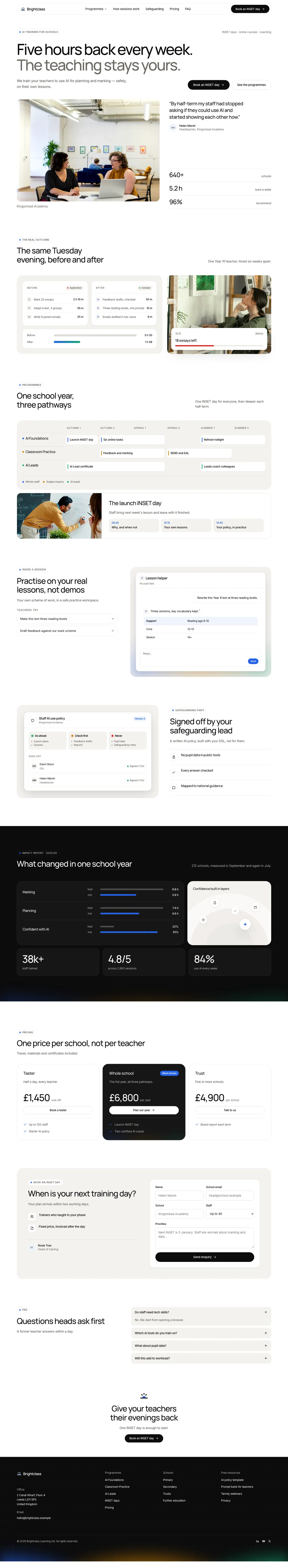 Brightclass homepage, made with Novra