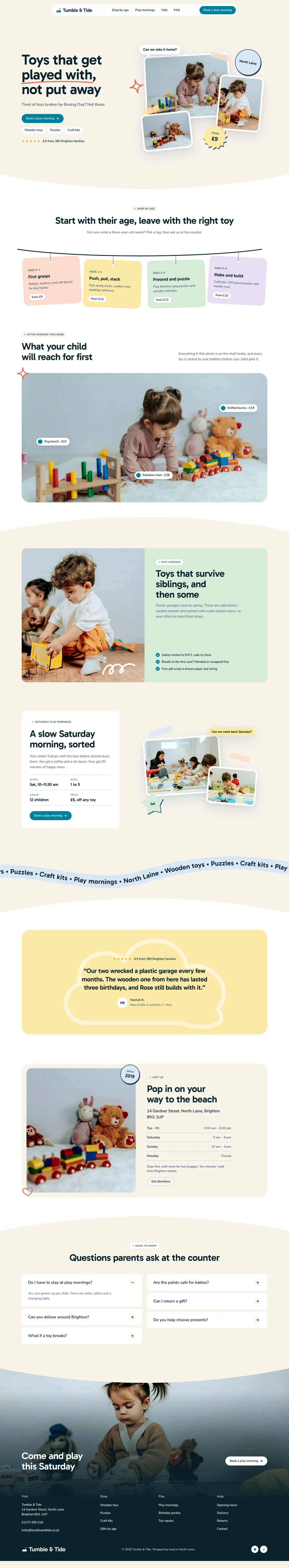 Tumble & Tide homepage, made with Nubi