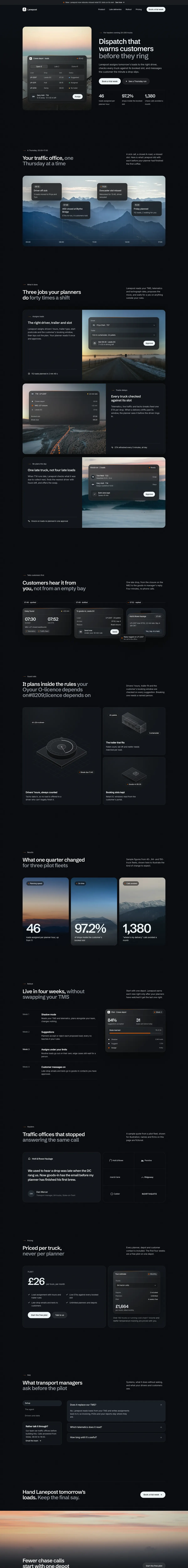 Lanepost homepage, made with Ombra