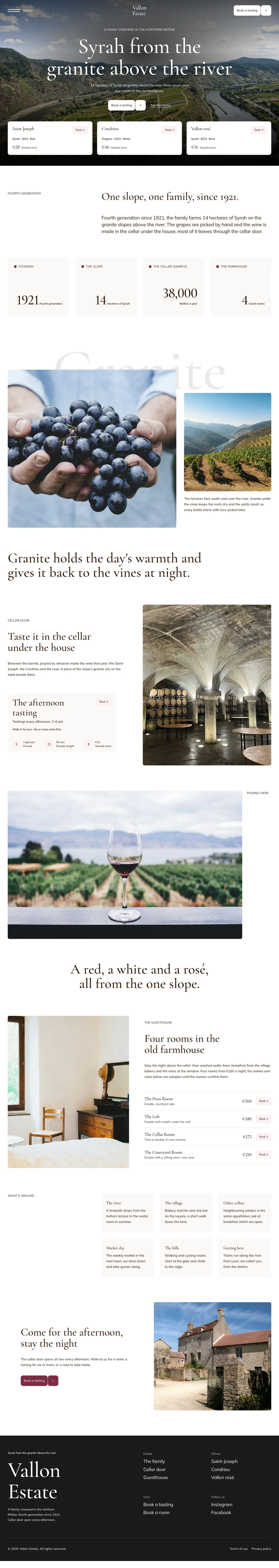 Vallon Estate homepage, made with Orvel