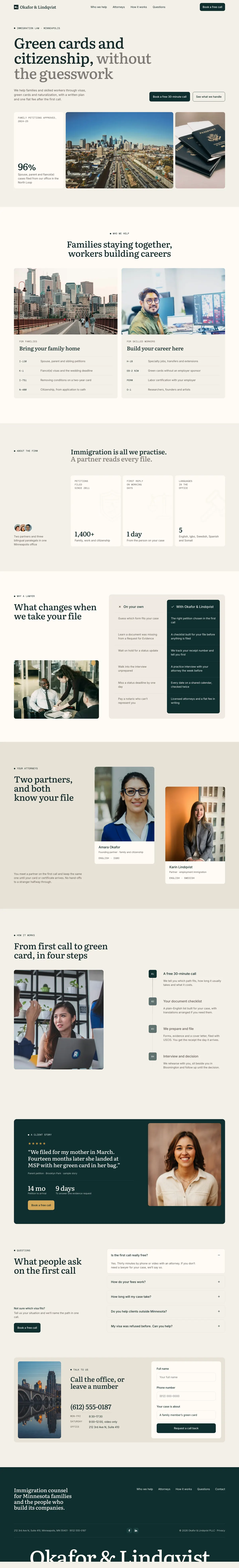 Okafor & Lindqvist homepage, made with Quillo
