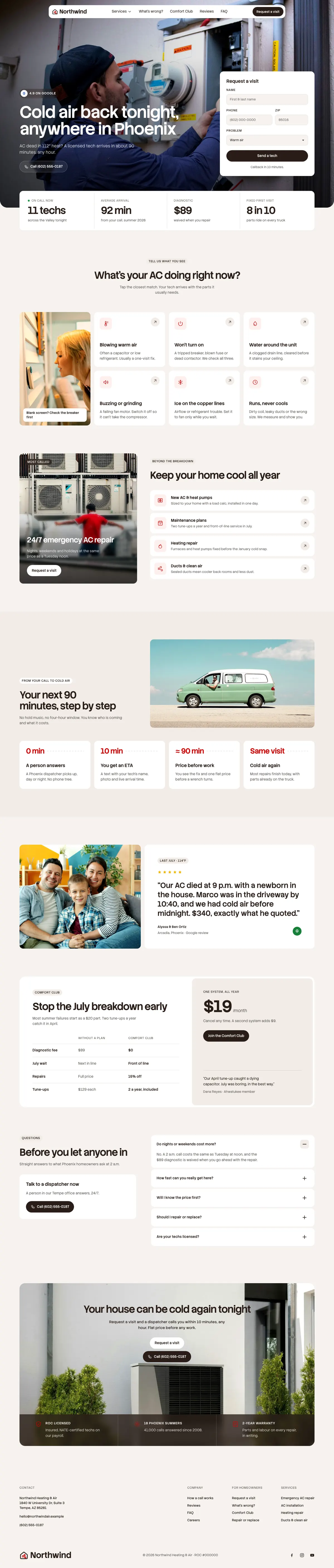 Northwind Heating & Air homepage, made with Raylo