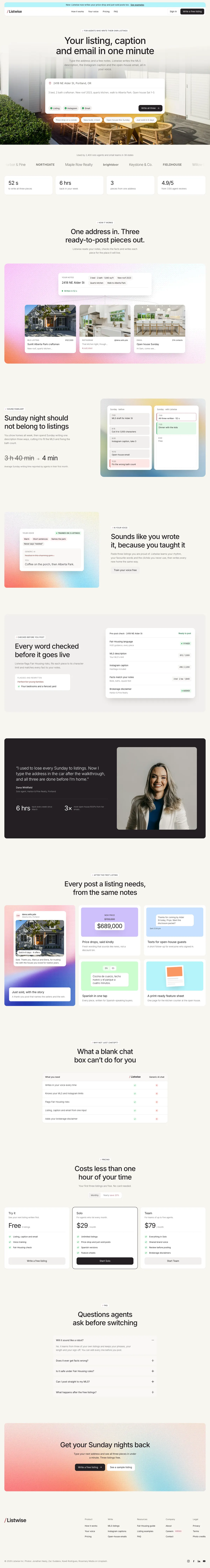 Listwise homepage, made with Senna
