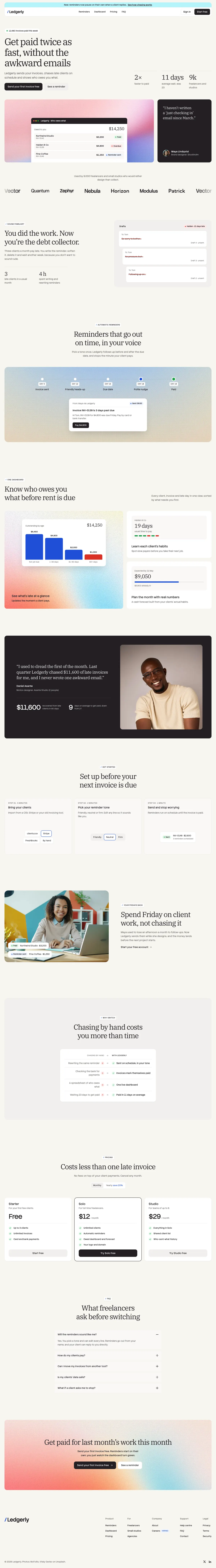 Ledgerly homepage, made with Senna