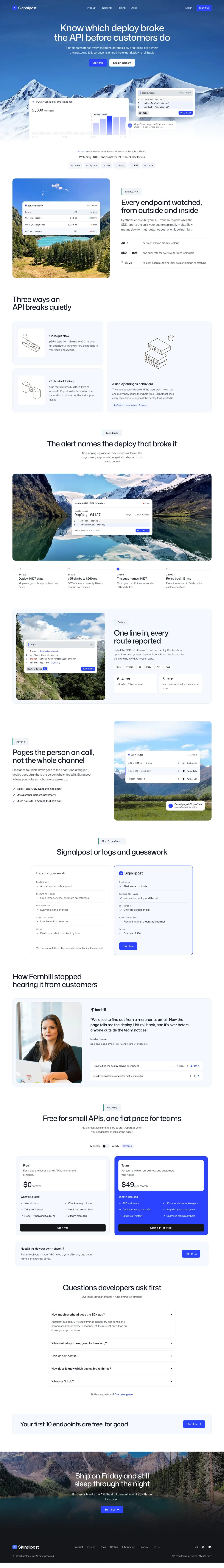 Signalpost homepage, made with Torvi