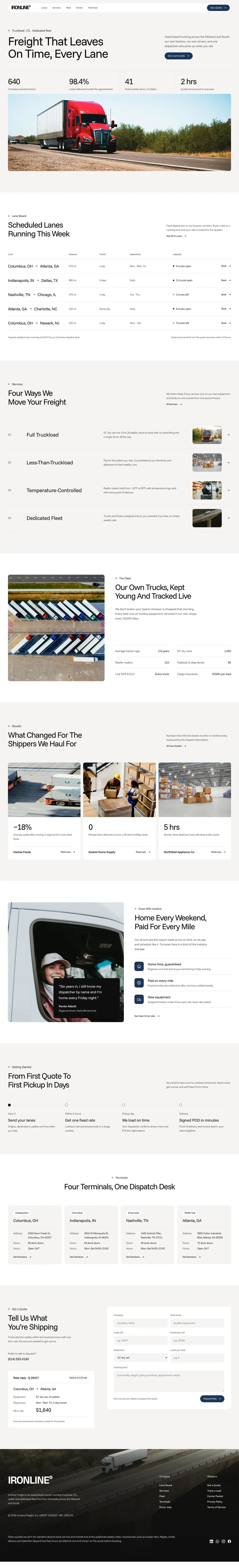Ironline Freight homepage, made with Vanlo