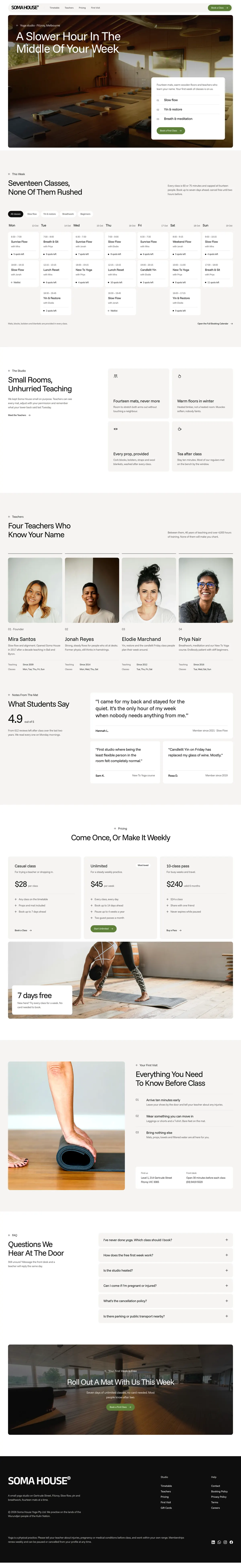Soma House homepage, made with Vanlo