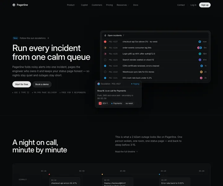 Pagerline, made with Vesper