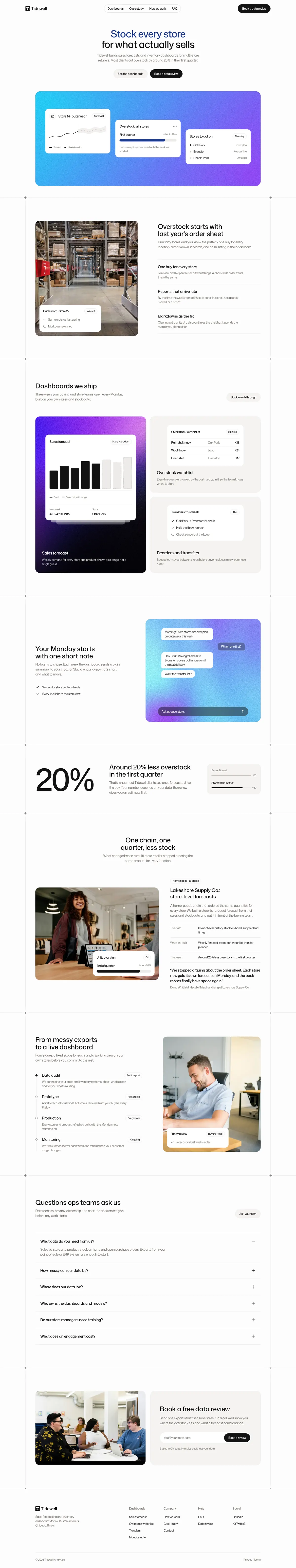 Tidewell Analytics homepage, made with Zivo