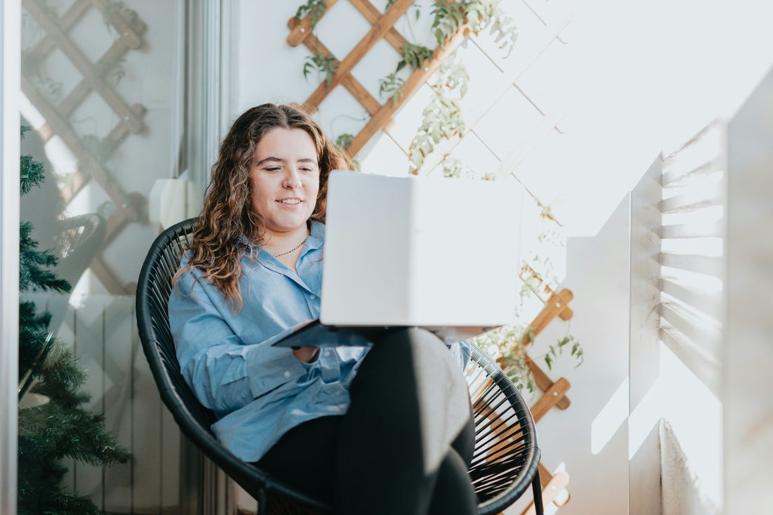 Woman working on a laptop