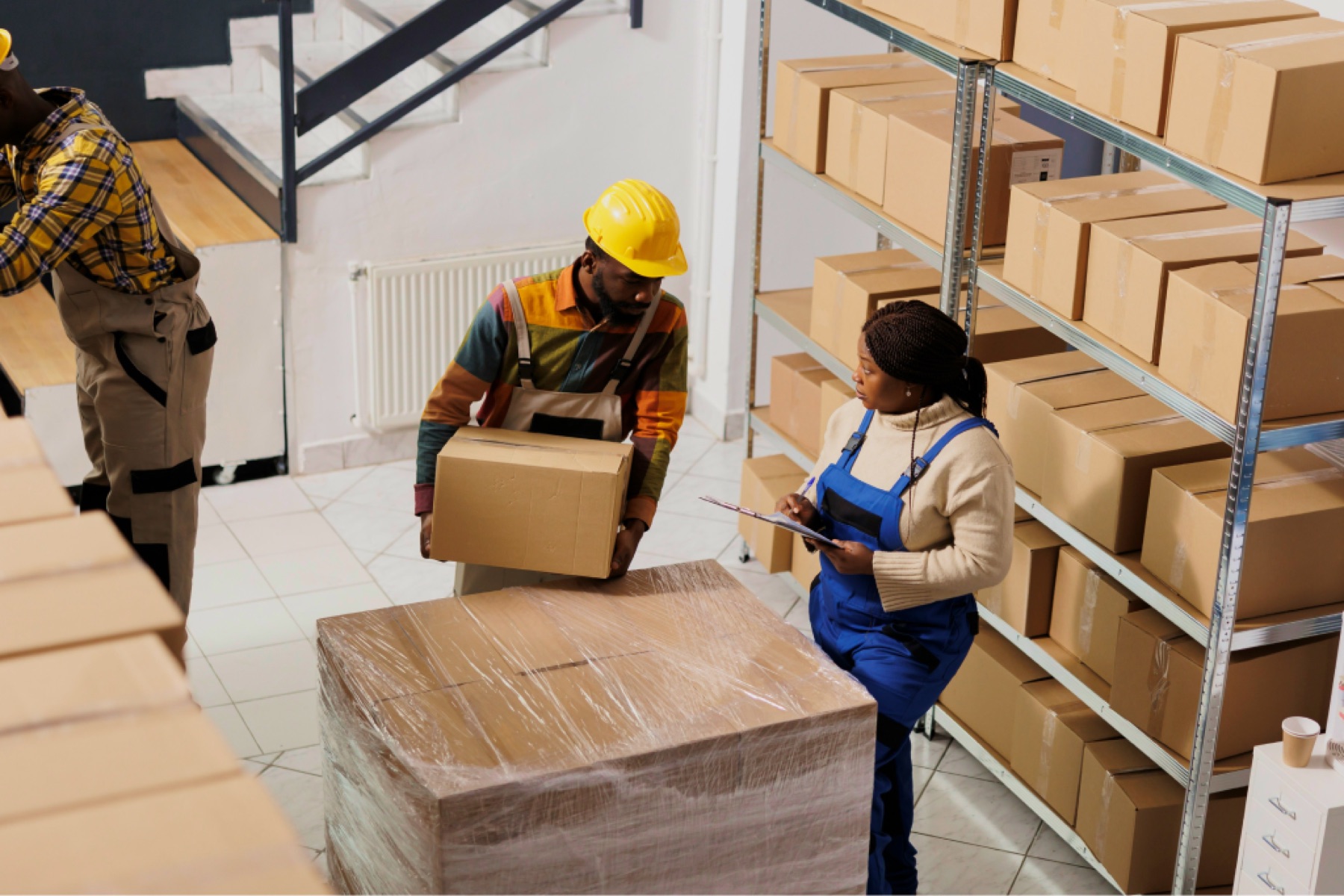 Warehouse team checking a pallet